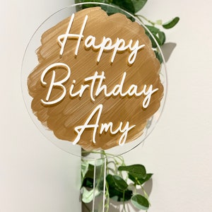 Personalised Acrylic Cake Topper, Hand painted clear topper, Any Occasion, Birthday, Anniversary, Wedding, Baby Shower, image 6