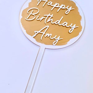 Personalised Acrylic Cake Topper, Hand painted clear topper, Any Occasion, Birthday, Anniversary, Wedding, Baby Shower, image 5