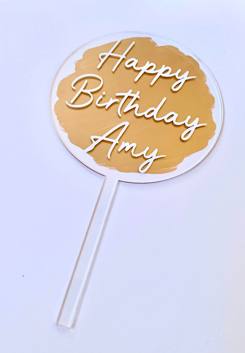 Gâteau en acrylique personnalisé, Topper transparent peint à la main, Toute occasion, anniversaire, anniversaire, mariage, baby shower, image 5