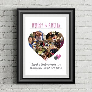 Impression de collage personnalisée de momie et d&#39;enfant - collage de photo, cadeau de jour de mères, cadeau de Valentines, anniversaire, décor à la maison, art de mur