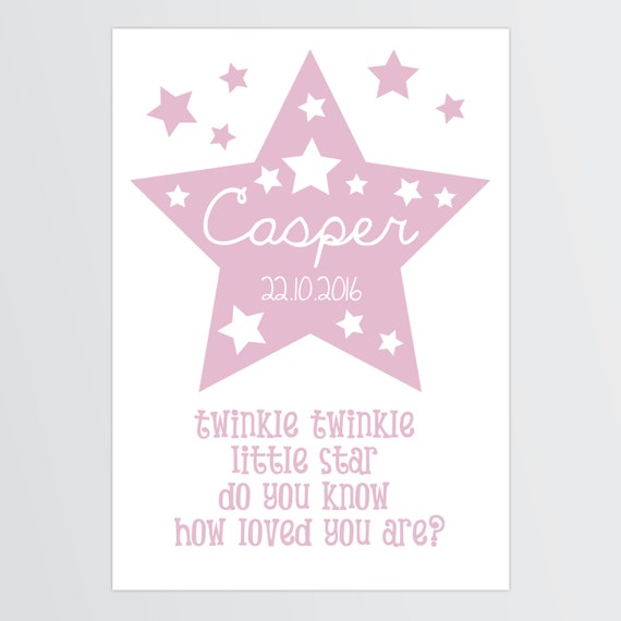Baby Star Print Personalised Baby Details New Born Gift Etsy Baby Star Print Personalised Baby Details New Born Gift Etsy