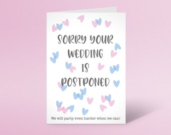 Sorry your wedding was postponed. Greeting card. Wedding card, Lockdown, quarantine cancelled wedding.
