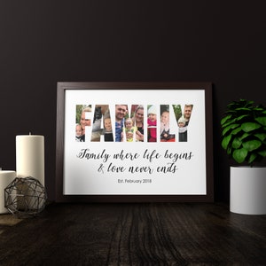 Famille personnalisée Collage Print - Collage photo, Cadeau de jour des mères, Cadeau de Saint-Valentin, Anniversaire, Home Decor, Wall Art