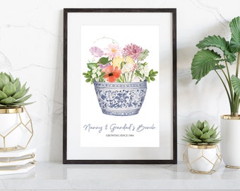 Personalised Family Birth Flowers Print, Birth Month Flowers , Custom Birth Flower, Family Birth Flowers, Our Family Flowers Wall Art