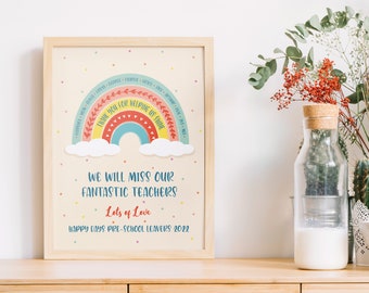 Pre-School or Nursery leavers Print, Rainbow Design, Custom Print