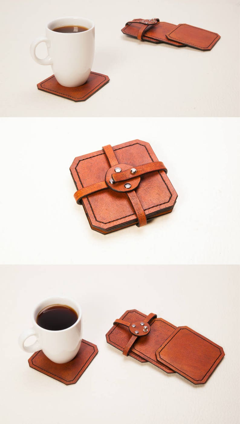 Family name gift custom coasters personalized leather Etsy
