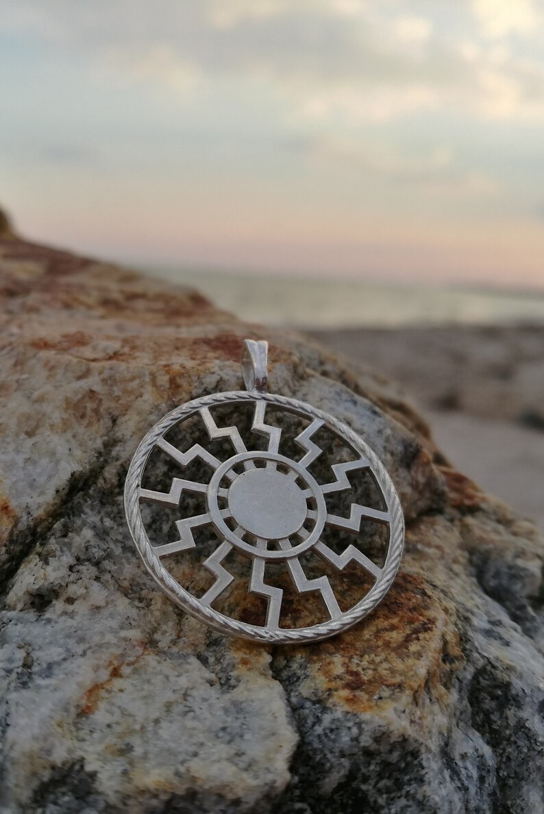 Black sun scandinavian jewelry pagan amulet acultic