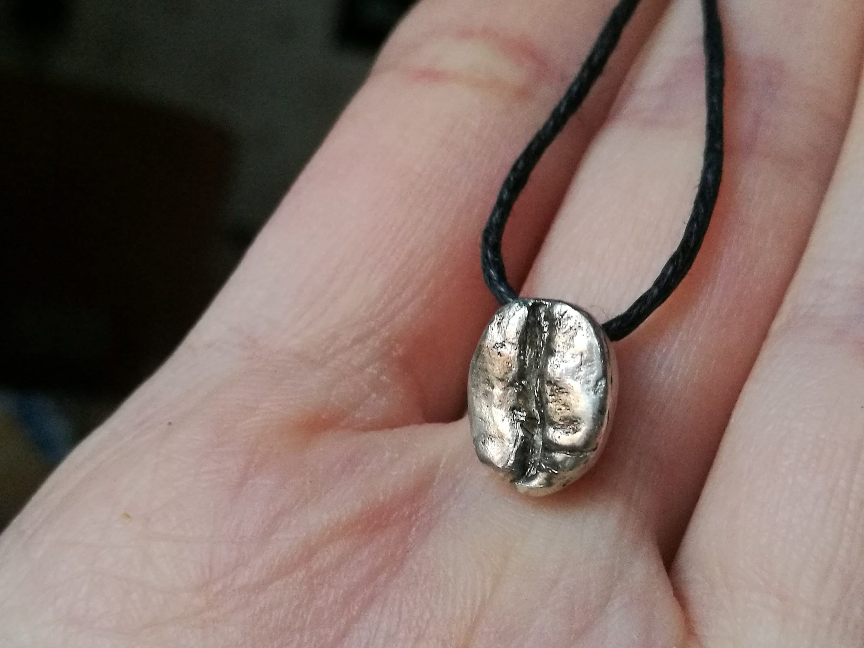 Cafe latte Coffee Necklace Jewelry for Coffee Lover Gift for coffee maker barista necklace sterling silver 925 Coffee Bean Necklace