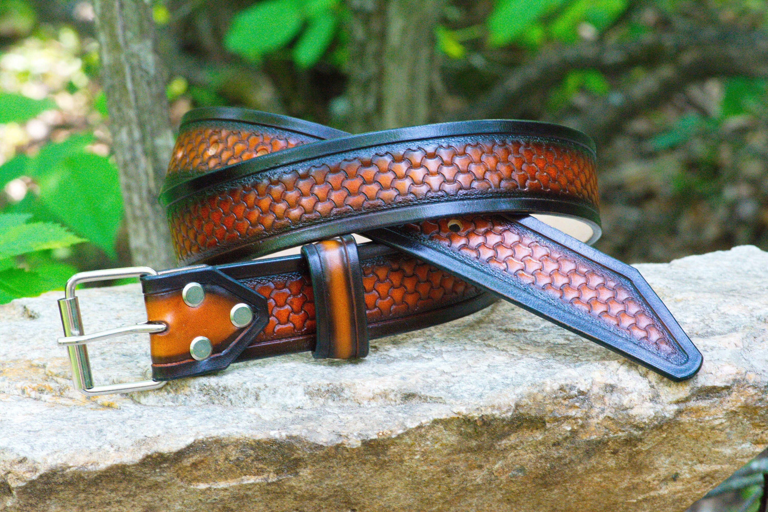Leather accessories for men Custom tooled leather belt strap Etsy