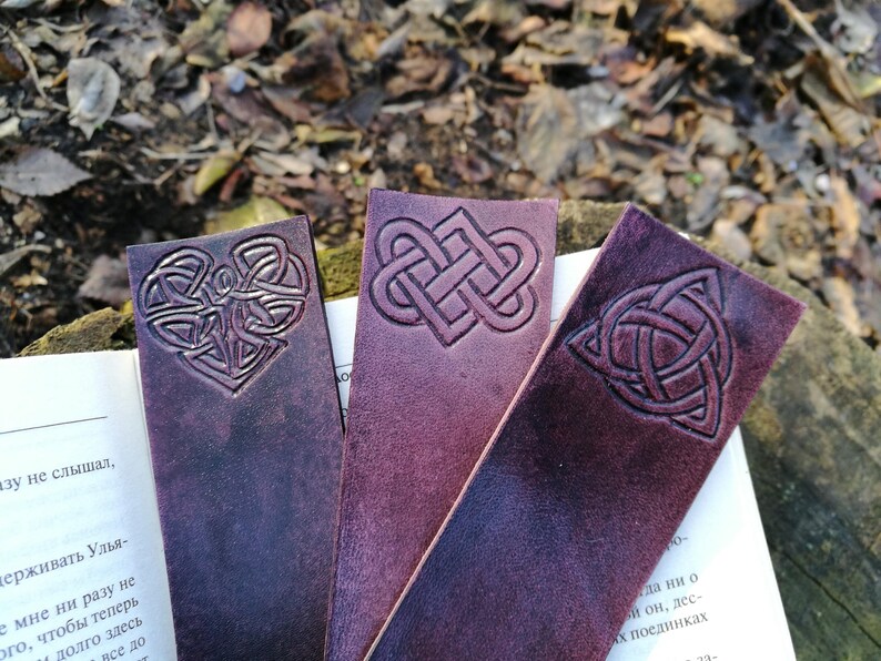 Leather Celtic Irish Bookmark Heart Knot Fantasy Birthday | Etsy