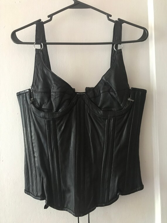 Vintage leather corset with removable bust
