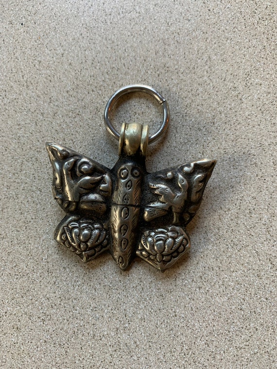 Antique butterfly Tibetan pendant for necklace - image 3
