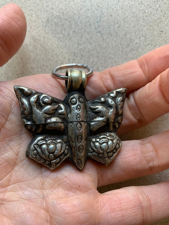 Antique butterfly Tibetan pendant for necklace - image 1