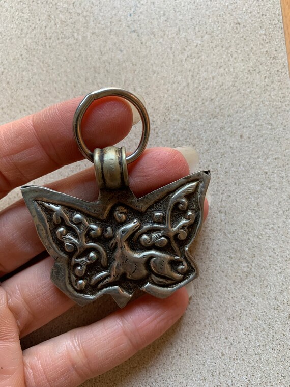 Antique butterfly Tibetan pendant for necklace - image 2