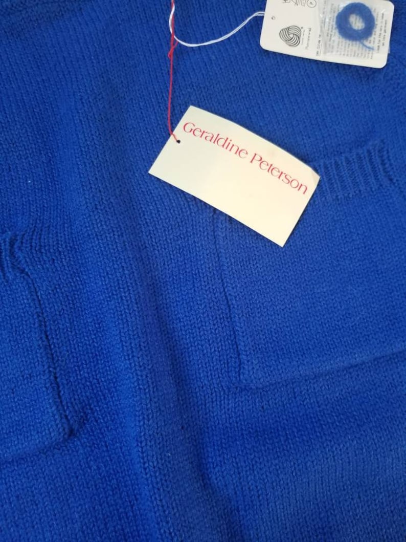 Vintage 1982 Geraldine Peterson Blue Pullover Worsted Wool Sweater One Of A Kind Piece Size Medium