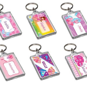 Llavero personalizado con nombre, bonito llavero rosa para niñas y mujeres, ideal como regalo para la escuela, mochila o equipaje.