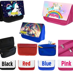 Trousse à crayons personnalisée (personnalisée) LICORNE ROSE pour filles - Cadeau de Noël pour écoliers