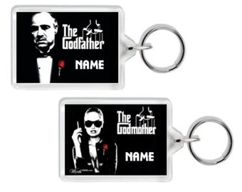 Personalised Custom (with Name) Godfather | Godmother | Godparent Keyring Keychain Gift