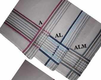 Monogram Embroidered Initial Handkerchiefs Hankies Personalised 3 Pack 100% Cotton Check Edge Finish 1, 2, or 3 initials, 1 Name or 2 Names