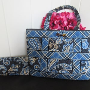 Vera Bradley Blue and Black Paisley Handbag