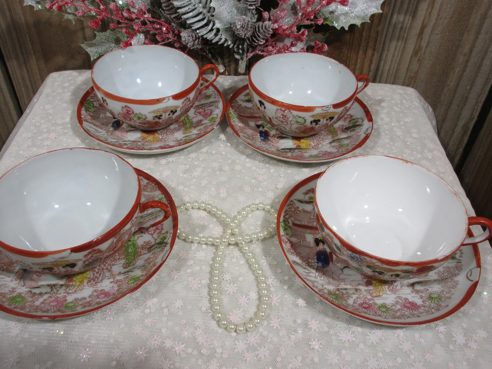 Vintage Asian Tea Cup and Saucer Set Etsy
