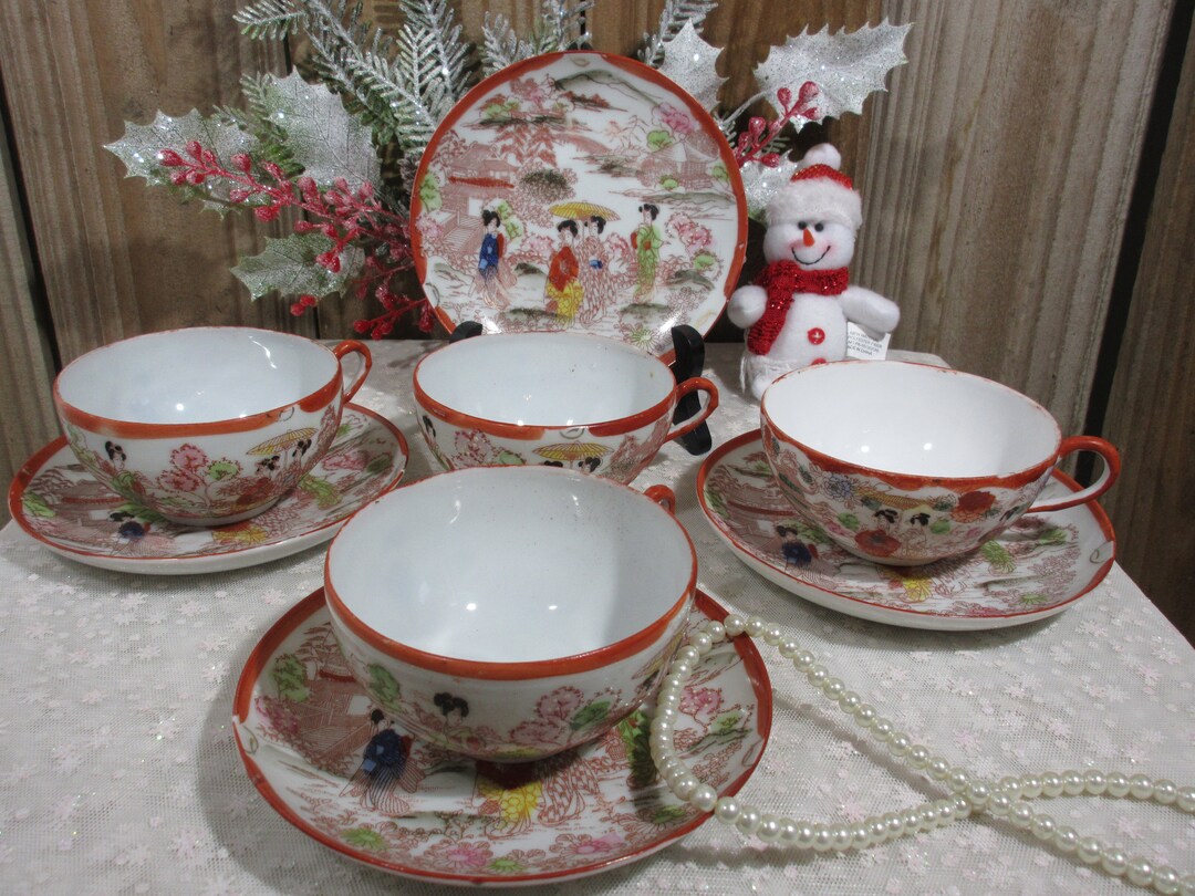 Vintage Asian Tea Cup and Saucer Set Etsy