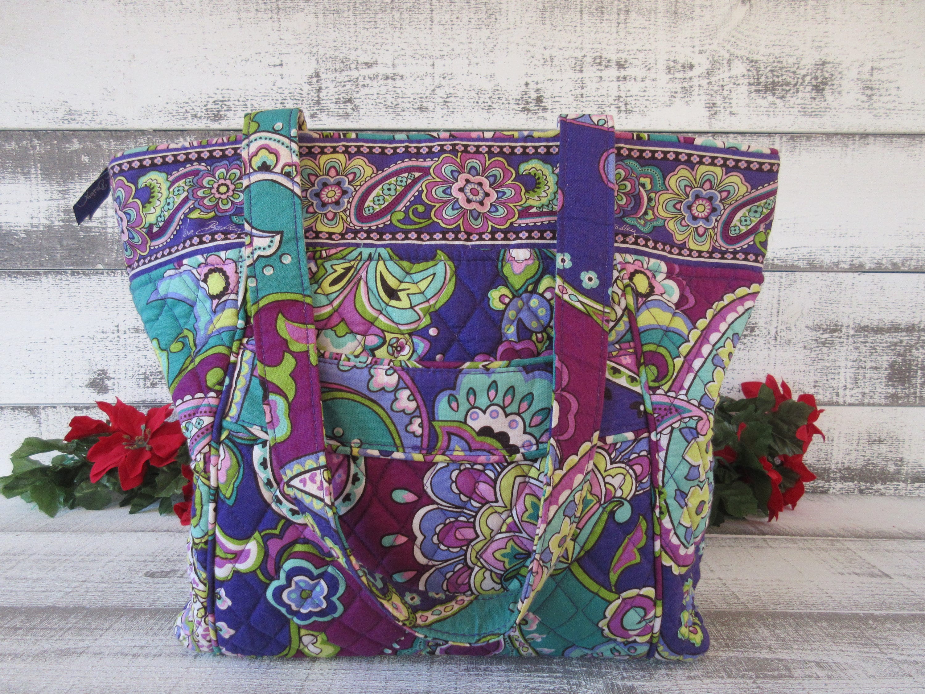 Trendy Purple Floral and Paisley Vera Bradley Collegiate Tote Carry Your Essentials With Confidence Etsy