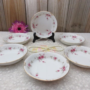 Vintage Ucagco Caroline Pattern Dessert Bowls - Perfect For Floral Home Decor