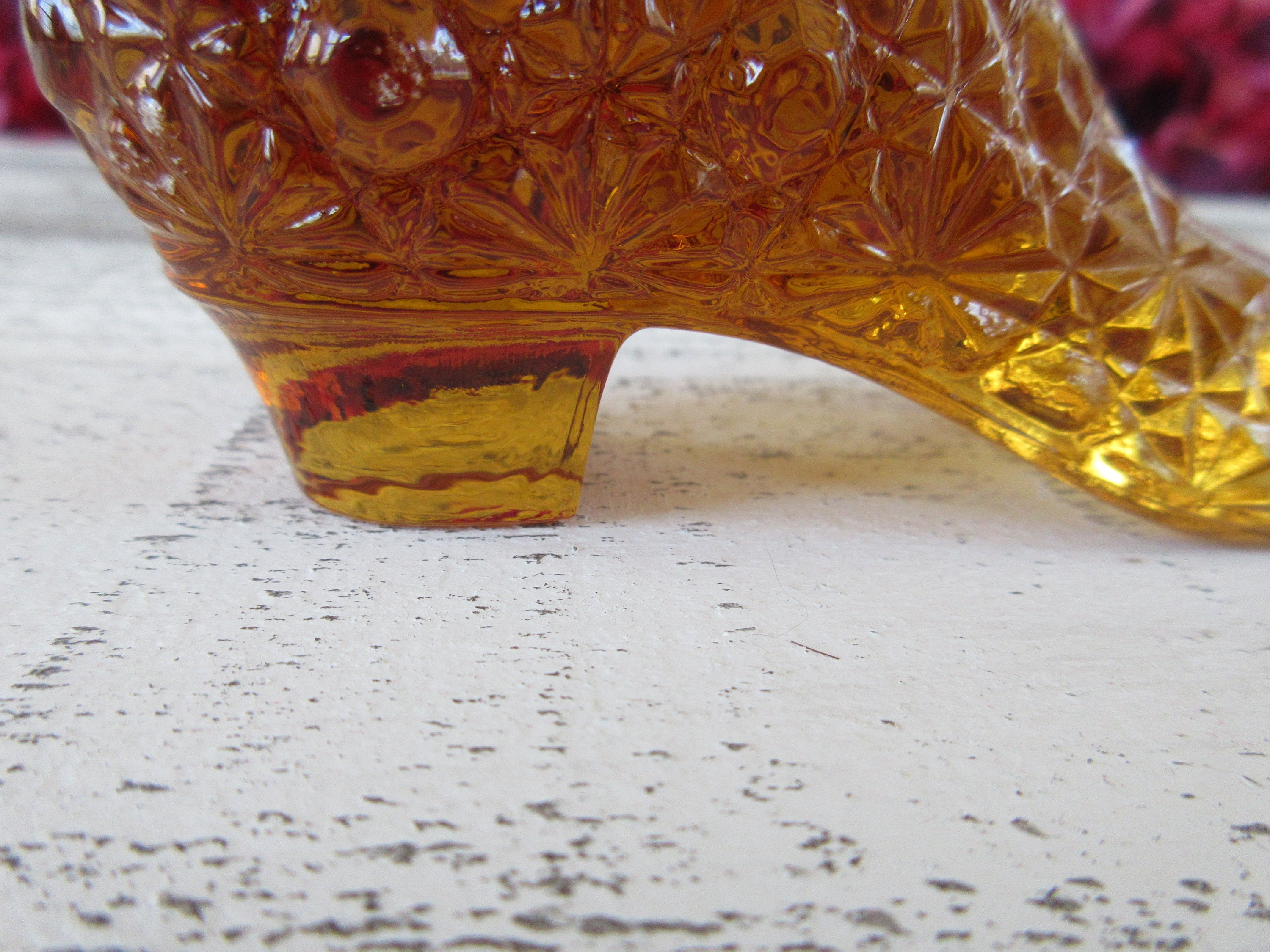 コレクターズアイテム フェントン デイジーボタン アンバーガラス