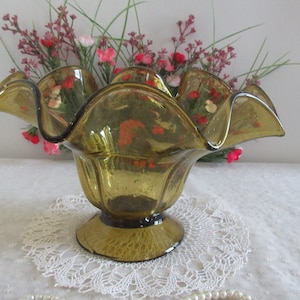 Ruffled Amber Trifle/Fruit Bowl