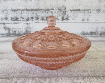 Collectible Vintage Federal Glass Co. Candy Dish - Pink Indiana Windsor Pattern