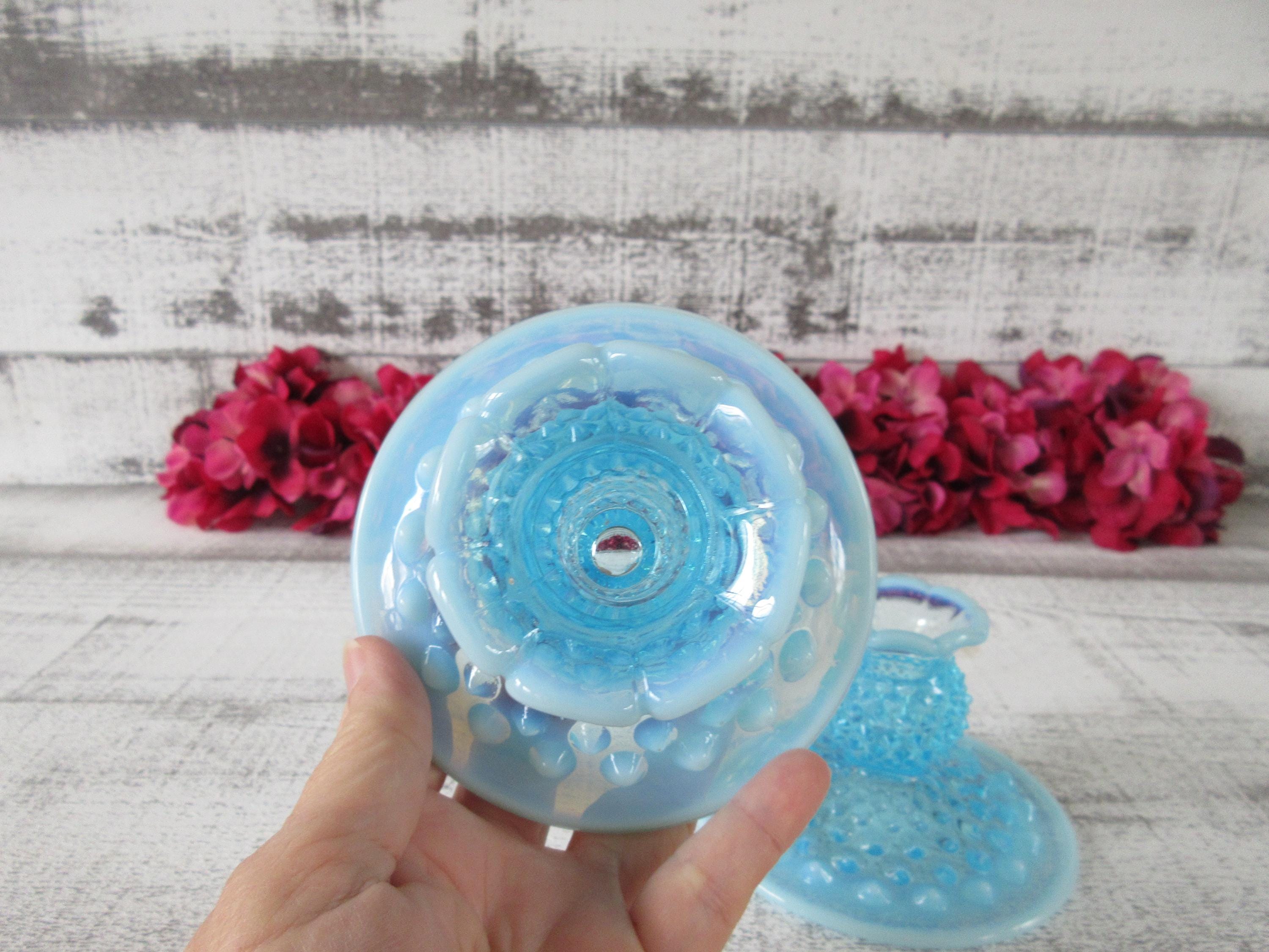 Pair of Blue Opalescent Fenton Hobnail Candle Holders - Etsy