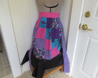 Handmade Patchwork Purple and Pink Apron - Cooking with Style