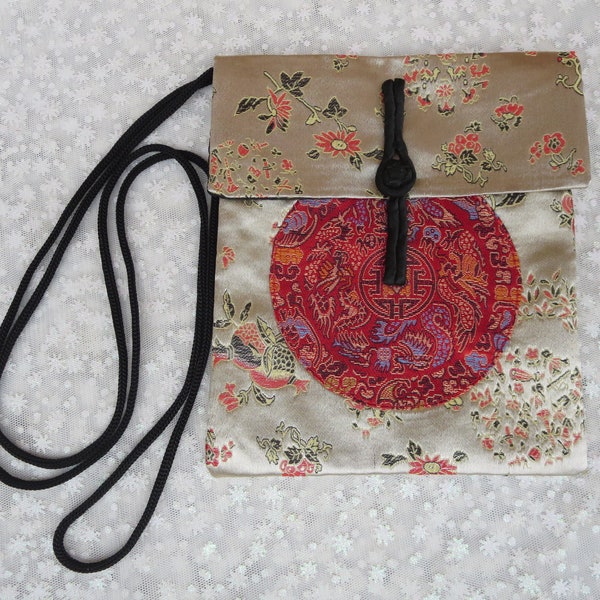 Asian Style Handbag, Floral Shoulder Strap Purse