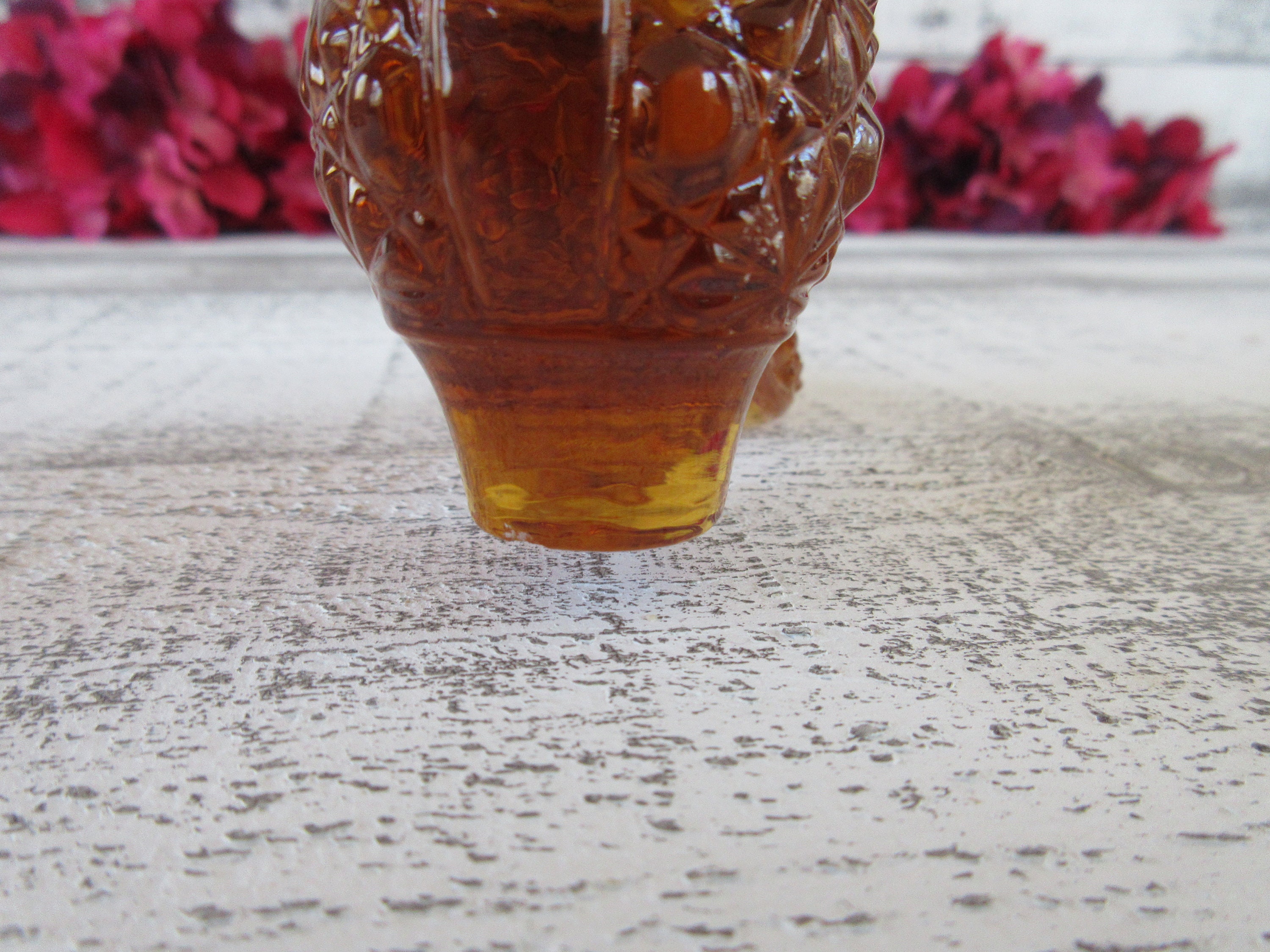 Collectible Fenton Daisy Button Amber Glass Boot - Vintage
