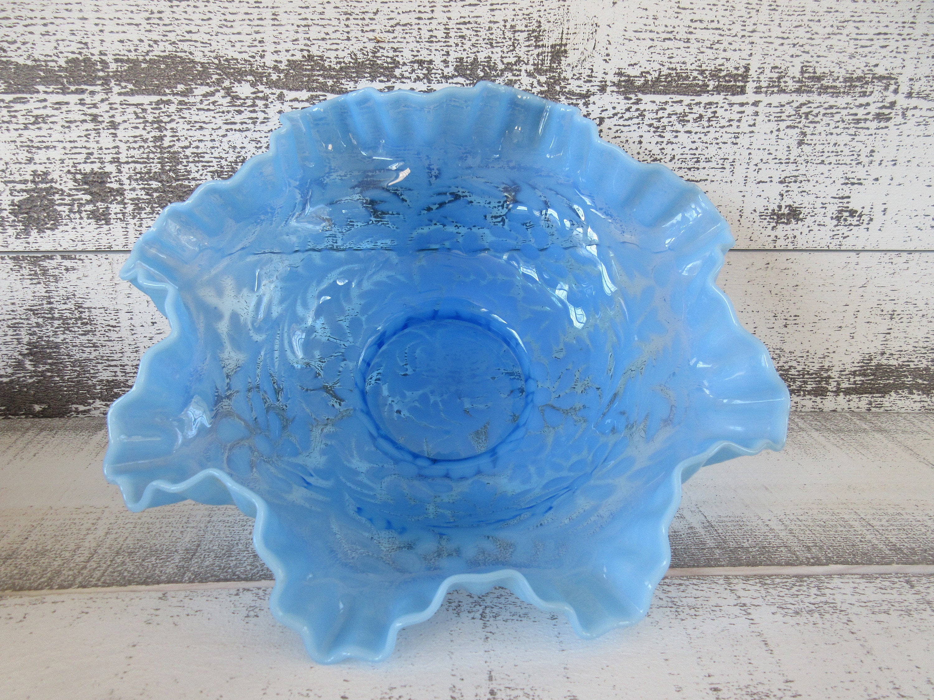 Fenton Blue Opalescent Daisy and Fern Bowl - Etsy