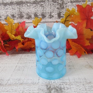 Fenton Blue Coin Dot Vase - Etsy