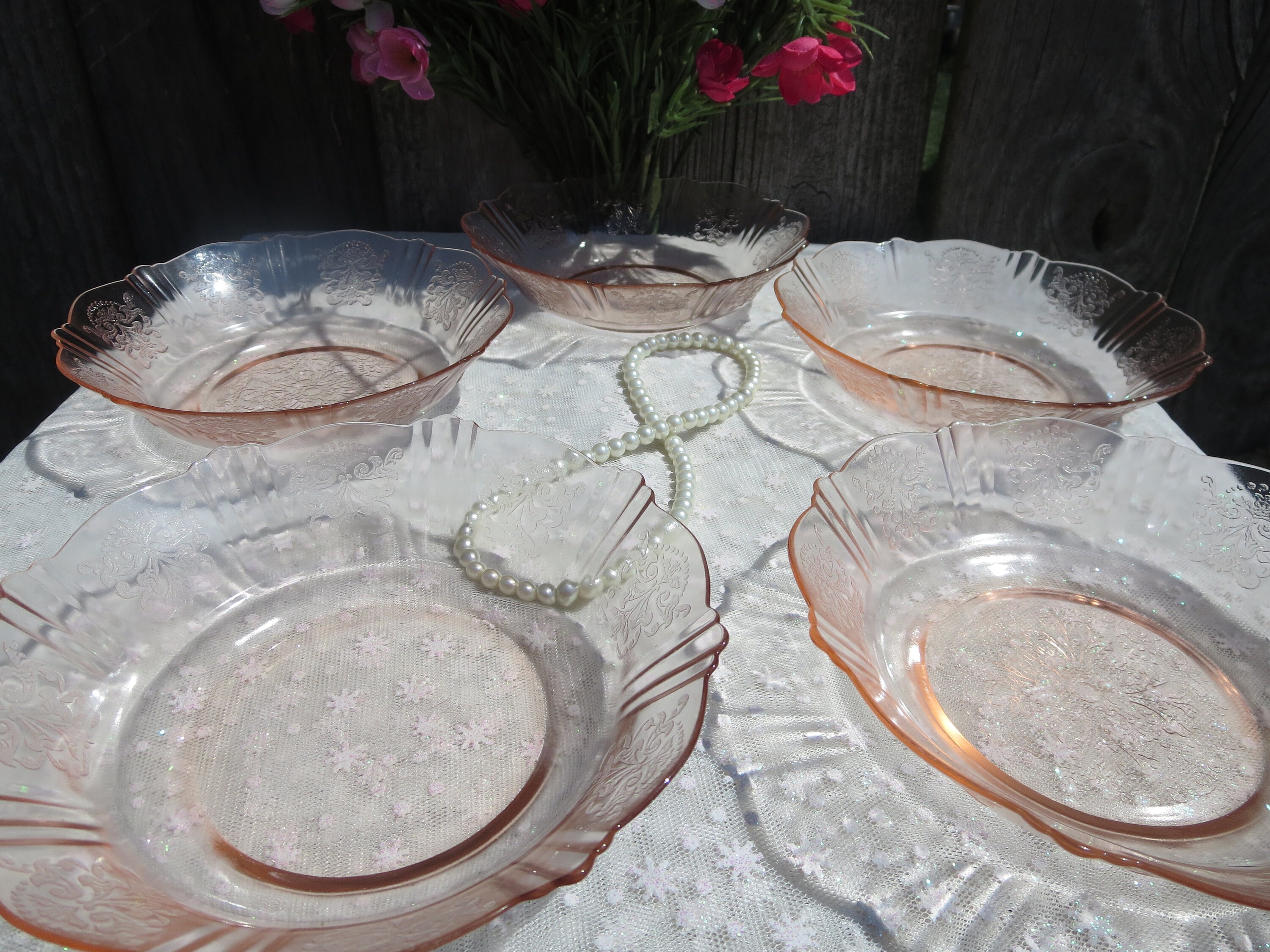 Pink Depression Glass Cereal Bowls American Sweetheart Etsy