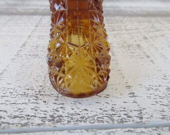 Collectible Fenton Daisy Button Amber Glass Boot - Vintage