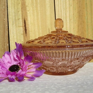 Collectible Vintage Federal Glass Co. Candy Dish - Pink Indiana Windsor Pattern