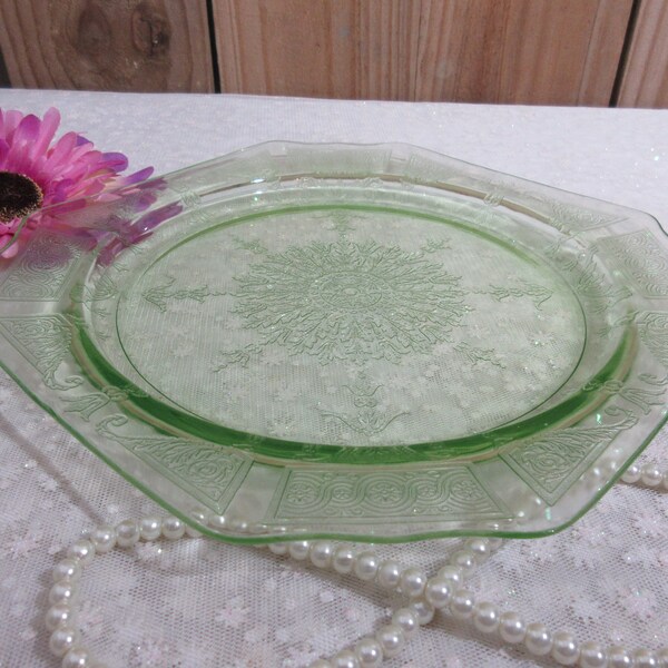 Green Glass Plates Etsy