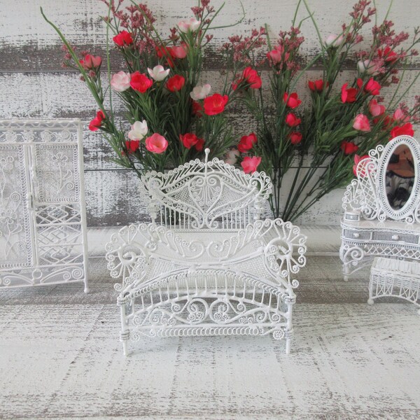 Elegant Victorian-Inspired White Wire Dollhouse Furniture Collection