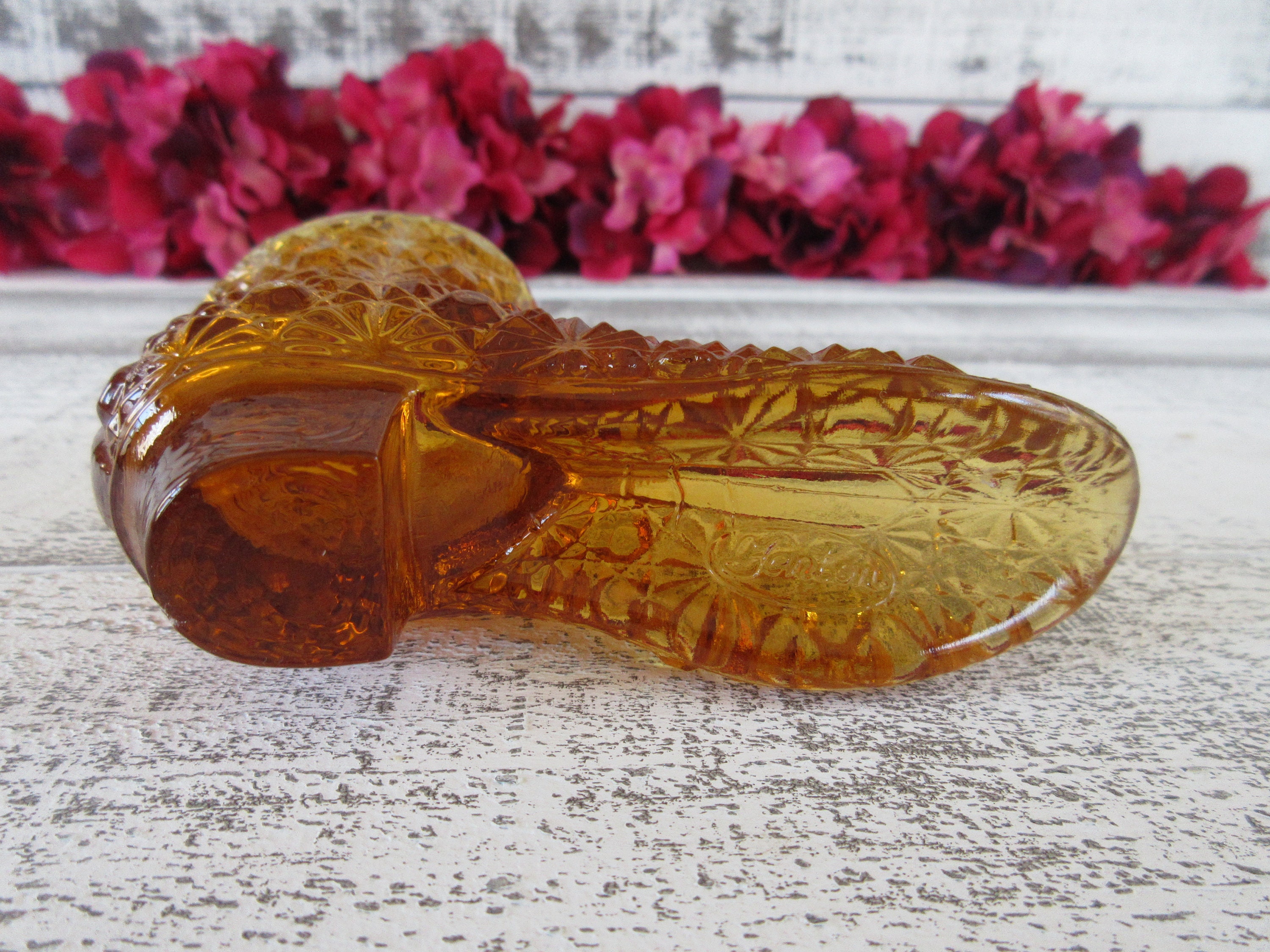 コレクターズアイテム フェントン デイジーボタン アンバーガラス