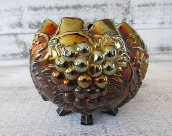 Cuenco de rosas de cristal de carnaval color amatista, con diseño de uva Dugan