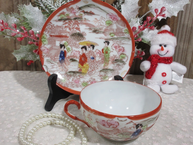 Vintage Asian Tea Cup and Saucer Set Etsy
