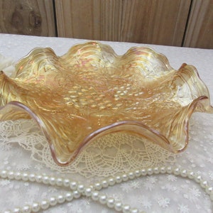 Imperial Marigold Carnival Glass Bowl, Grape Pattern