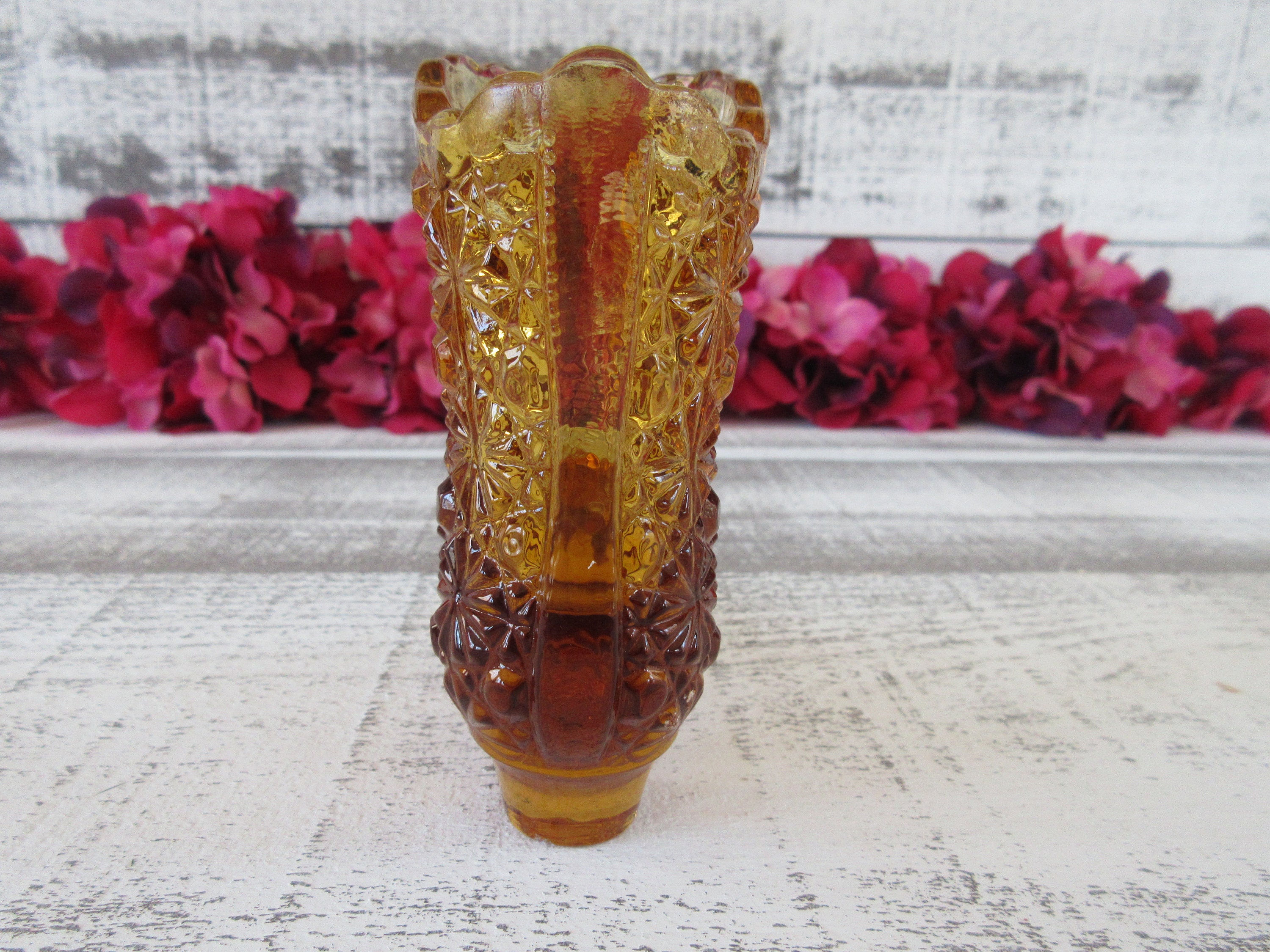 コレクターズアイテム フェントン デイジーボタン アンバーガラス