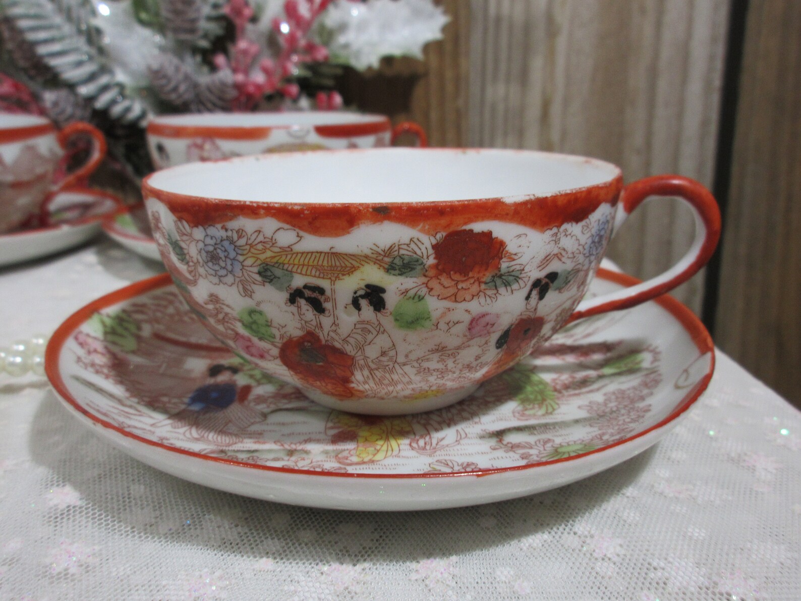 Vintage Asian Tea Cup and Saucer Set Etsy