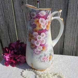 Vintage Pink White Daisy Water Jug