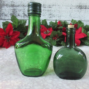Set of Two Green Vintage Bottles - Perfect for Rustic Farmhouse Vibe
